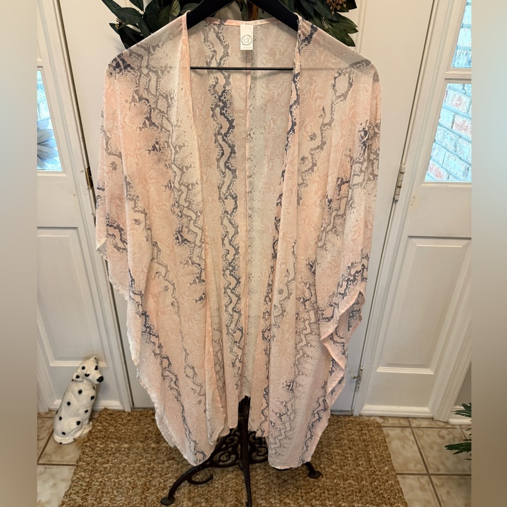 CY Lightweight Snakeskin Print Reptile Print Longline Kaftan Cardigan Kimono SS